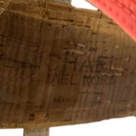 Michael Kors coral pink wedges with gold buckle MK strap size 7.5 - Picture 7 of 7